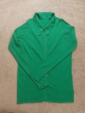 Aritzia Babaton ribbed green cardigan